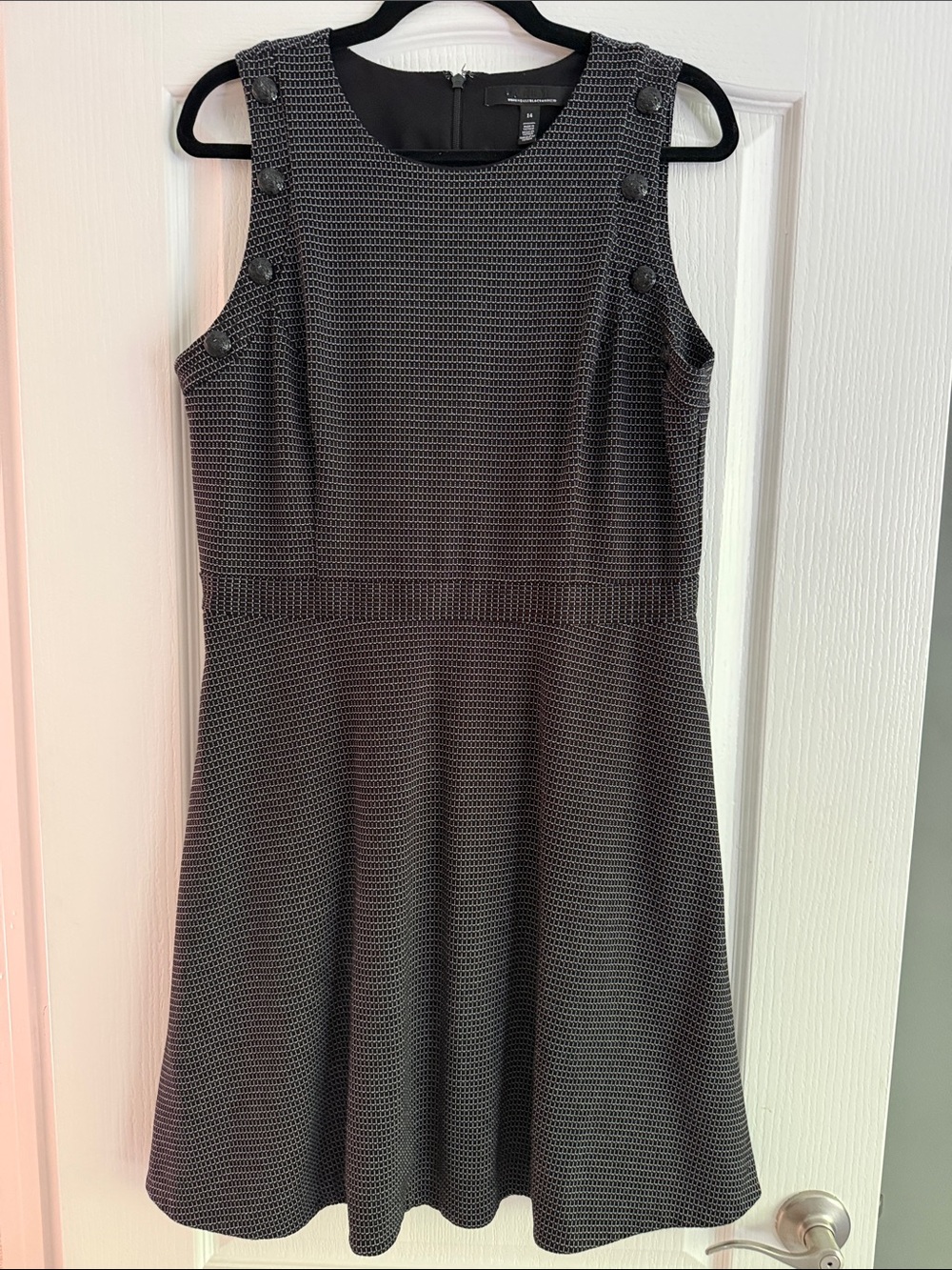 White House Black Market Black Textured Sleeveless Midi Dress